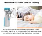 Hordozható ultrahangos inhalátor, csendes technológia, 3 fokozatba állítható porlasztó, gyerekeknek és felnőtteknek, fehér/kék