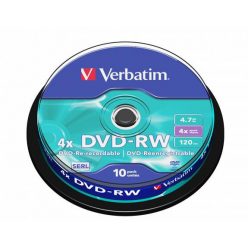   DVD-RW lemez, újraírható, 4,7GB, 4x, 10 db, hengeren, VERBATIM