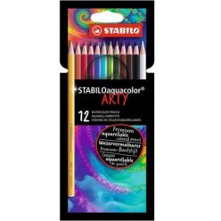   Akvarell ceruza készlet, STABILO "Aquacolor ARTY", 12 különböző szín