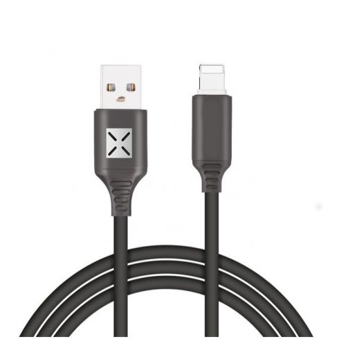 Lightning adat-és töltőkábel DC10, Lightning/USB csatlakozó, hangra bekapcsoló villogó fénnyel, 2A gyors töltés, 1 méter, fekete