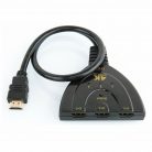 HDMI switch, 3xHDMI anya -> HDMI apa, automata HDMI detektálás, input jelző LED, fekete