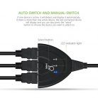 HDMI switch, 3xHDMI anya -> HDMI apa, automata HDMI detektálás, input jelző LED, fekete