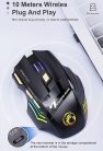 Wireless Gamer Egér, iMICE GW-X7, csendes kattintás, újratölthető akkumulátor, RGB világítás, 3200dpi