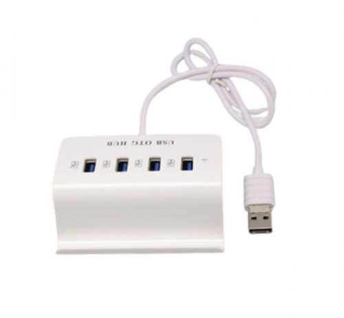 4-portos USB Hub Elosztó (USB2.0/MicroUSB->4db USB2.0), fehér