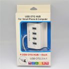 4-portos USB Hub Elosztó (USB2.0/MicroUSB->4db USB2.0), fehér