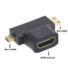 HDMI átalakitó adapter, HDMI->Micro HDMI/mini-HDMI, aranyozott csatlakozó, fekete