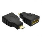 HDMI átalakitó adapter, HDMI->Micro HDMI, aranyozott csatlakozó, fekete