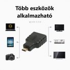 HDMI átalakitó adapter, HDMI->Micro HDMI, aranyozott csatlakozó, fekete