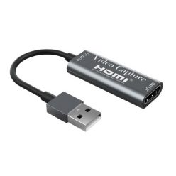   Videó-Audió digitalizáló adapter, HDMI-ről USB-A, videófelvétel és élő közvetítés szerkeztéshez, ezüstszín