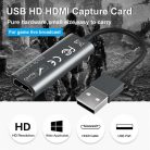 Videó-Audió digitalizáló adapter, HDMI-ről USB-A, videófelvétel és élő közvetítés szerkeztéshez, ezüstszín