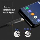 OTG átalakitó adapter (Lightning->USB-C), fekete