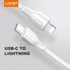 LDNIO adat és töltő kábel LC121i, Lightning/USB-C csatlakozó, 30W gyors töltés, 1 méter, fehér