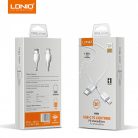 LDNIO adat és töltő kábel LC121i, Lightning/USB-C csatlakozó, 30W gyors töltés, 1 méter, fehér