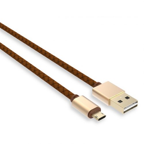 LDNIO adat és töltő kábel LS25, MicroUSB/USB csatlakozó, 2.4A gyors töltés, 1 méter, arany/barna