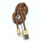 LDNIO adat és töltő kábel LS25, MicroUSB/USB csatlakozó, 2.4A gyors töltés, 1 méter, arany/barna