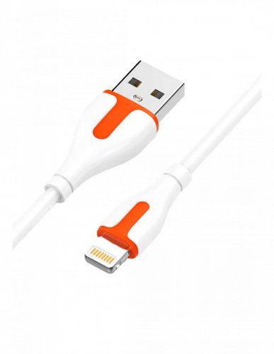 LDNIO Adat- és Tápkábel, LS571, Lightning/USB csatlakozó, 2.4A gyors töltés, 1 méter, fehér/narancssárga