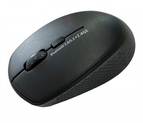 2.4GHz/Bluetooth kettős üzemmódú vezeték nélküli egér, wireless mouse, 1600/1200/1000dpi, Fekete