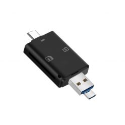   3in1 OTG USB-C/USB/MicroUSB Kártyaolvasó, támogatja a MicroSD/TF SD kártyákat, fekete