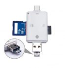 3in1 OTG USB-C/USB/MicroUSB Kártyaolvasó, támogatja a MicroSD/TF SD kártyákat, fehér