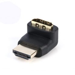   HDMI csatlakozó fordító adapter, 90°-ban elforgatja a HDMI csatlakozást, fekete