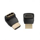 HDMI csatlakozó fordító adapter, 90°-ban elforgatja a HDMI csatlakozást, fekete