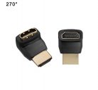 HDMI csatlakozó fordító adapter, 90°-ban elforgatja a HDMI csatlakozást, fekete