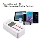 Smart USB hálózati töltő, 8xUSB port, 35W gyorstöltés, LCD kijelzővel, fehér