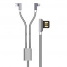 Prémium adat és töltő kábel, 2 az 1-ben, USB-ről MicroUSB/USB-C csatlakozó, Android készülékekhez, 1 méter, szürke