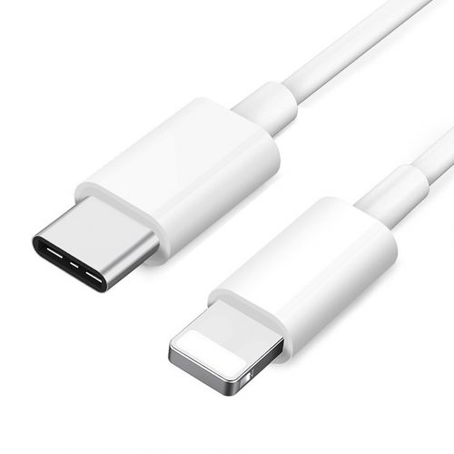 Prémium adat- és töltőkábel, Lightning/USB-C csatlakozó, 27W gyors töltés, 1 méter, fehér színben