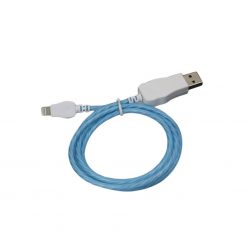   Prémium adat- és töltőkábel, Lightning/USB csatlakozó, villogó fénnyel, 2A gyors töltés, 1 méter, kék