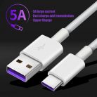 Prémium adat- és töltőkábel, USB-C/USB csatlakozó, 5A gyors töltés, 1 méter, fehér