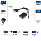 VGA+Jack->HDMI átalakító adapter, 3,5mm Jack kábellel, 0.25 méter VGA, 0.5 méter Jack, fekete