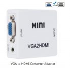 VGA+JackStereo -> HDMI átalakító adapter, 1080p, sztereo videó és audio konverter, fehér