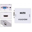 VGA+JackStereo -> HDMI átalakító adapter, 1080p, sztereo videó és audio konverter, fehér