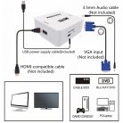 VGA+JackStereo -> HDMI átalakító adapter, 1080p, sztereo videó és audio konverter, fehér