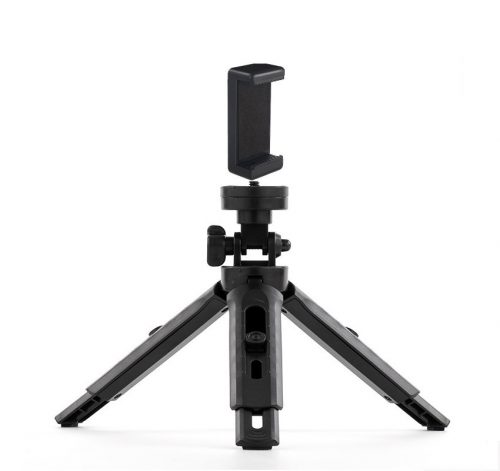 Mini tripod állvány szelfibot, fényképezőgépekhez és telefonokhoz, állitható magasság, fekete