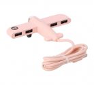 PL4 USB elosztó (USB2.0 -> 4xUSB2.0), repülőgép alakú, 4 portos USB2.0, rózsaszín