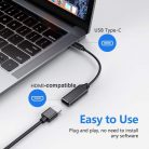 USB-C -> HDMI (anya) multimédiás adapter, USB 3.1, ezüstszín