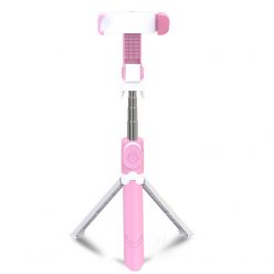   Bluetooth Szelfibot Tripod Funkcióval, 18.5cm-68cm, 10 méter távirányító hatótáv, pink