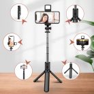 Bluetooth Szelfibot Tripod Funkcióval, vakuval, 18.5cm-71cm, 10 méter távirányító hatótáv, fekete