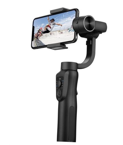 Gimbal S5B Okostelefon Képstabilizátor, 3 tengelyes, automatikus arckövetés, Bluetooth v5.0, újratölthető akkumulátor, fekete