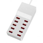 USB hálózati töltő, 10xUSB port, 50W gyorstöltés, fehér