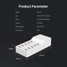 USB hálózati töltő, 10xUSB port, 50W gyorstöltés, fehér