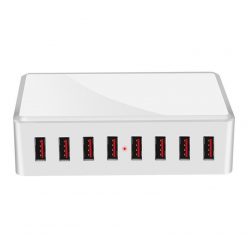   USB hálózati töltő, 8xUSB port, 40W gyorstöltés, fehér