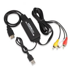   HDMI->3RCA átalakító adapter, 1,6 méter, 1080P Full HD, HDMI ről 3RCA Video Audio AV-re, fekete