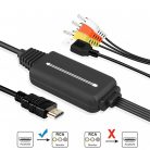 HDMI->3RCA átalakító adapter, 1,6 méter, 1080P Full HD, HDMI ről 3RCA Video Audio AV-re, fekete