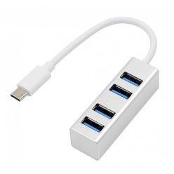   4-portos USB elosztó (UCB-C->4xUSB3.0), 4db USB3.0, Ezüst