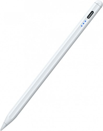 Stylus Pen univerzális érintős ceruza, telefon vagy tablethez, tölthető, 3 töltésjelző LED, kapacitív, fehér