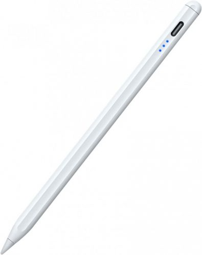 Stylus Pen univerzális érintős ceruza, telefon vagy tablethez, tölthető, 3 töltésjelző LED, kapacitív, fehér