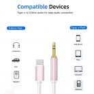 AUX átalakító kábel USB-C-ről 3,5mm jack-re, 1 méter, pink-fehér